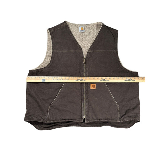 Carhartt Canvas Fleece Sherpa Lined Vest Size 2XL Brown Mens V26-DK8 Outdoor - Picture 5 of 8